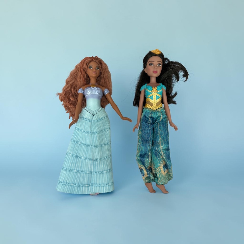 Disney Princess Ariel Little Mermaid Live Action & sinJasmine Doll Lot